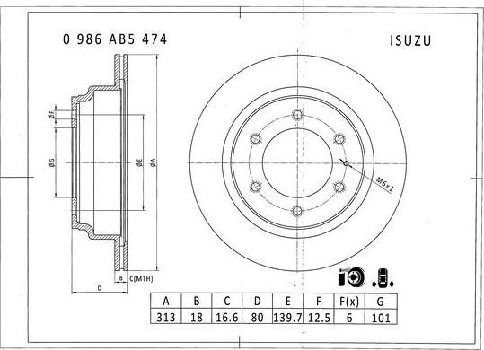 BOSCH 0 986 AB5 474 - Тормозной диск abcparts.ee