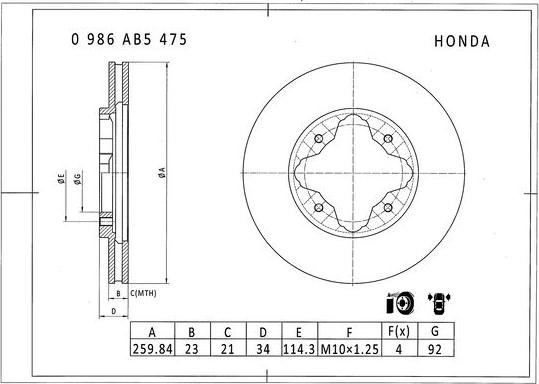BOSCH 0 986 AB5 475 - Тормозной диск abcparts.ee