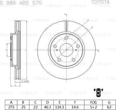 BOSCH 0 986 AB5 570 - Тормозной диск abcparts.ee