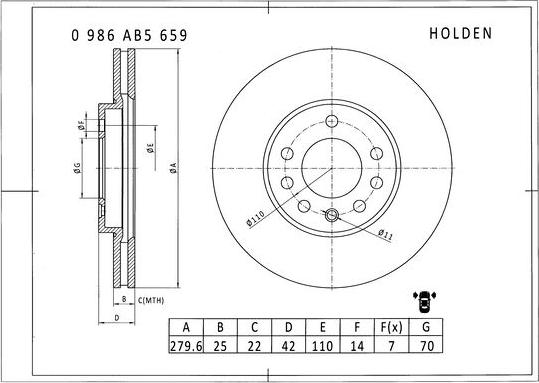 BOSCH 0 986 AB5 659 - Тормозной диск abcparts.ee