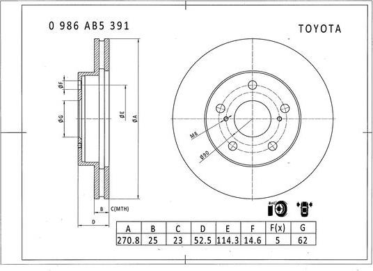 BOSCH 0 986 AB5 391 - Тормозной диск abcparts.ee