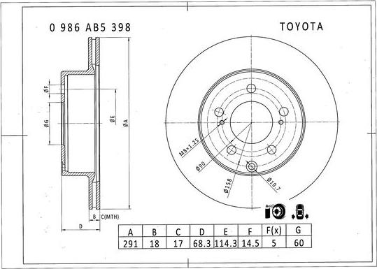 BOSCH 0 986 AB5 398 - Тормозной диск abcparts.ee