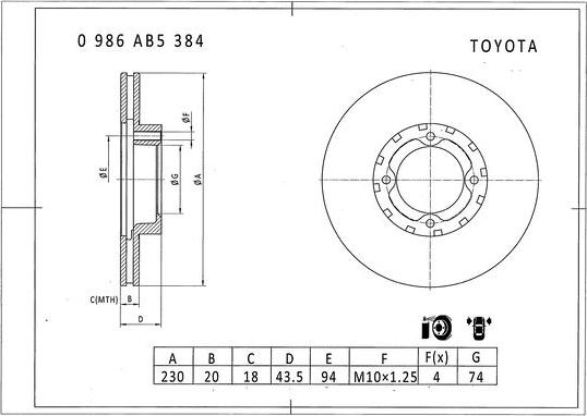BOSCH 0 986 AB5 384 - Тормозной диск abcparts.ee