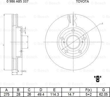 BOSCH 0 986 AB5 337 - Тормозной диск abcparts.ee