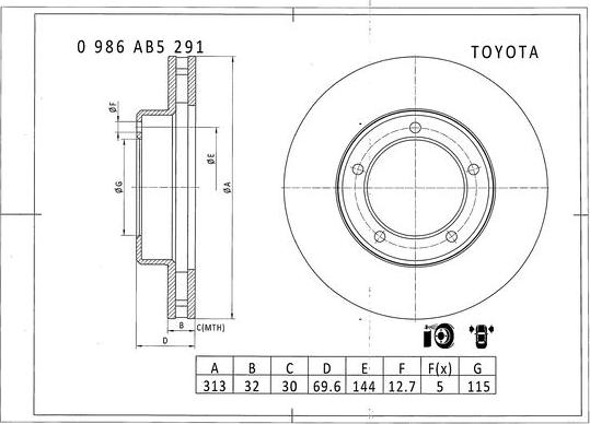 BOSCH 0 986 AB5 291 - Тормозной диск abcparts.ee