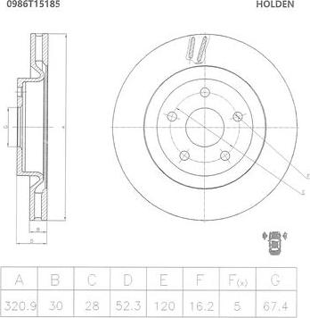 BOSCH 0 986 T15 185 - Тормозной диск abcparts.ee
