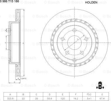 BOSCH 0 986 T15 186 - Тормозной диск abcparts.ee