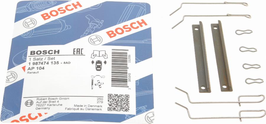 BOSCH 1 987 474 135 - Комплектующие для колодок дискового тормоза abcparts.ee