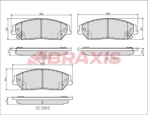 Braxis AA0739 - Тормозные колодки, дисковые, комплект abcparts.ee