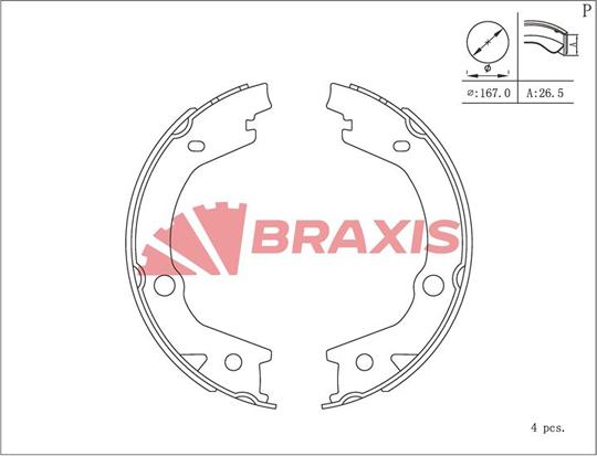 Braxis AC0128 - Комплект тормозов, ручник, парковка abcparts.ee