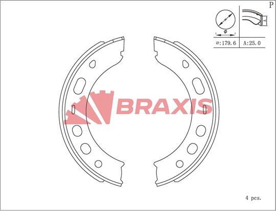 Braxis AC0205 - Комплект тормозов, ручник, парковка abcparts.ee