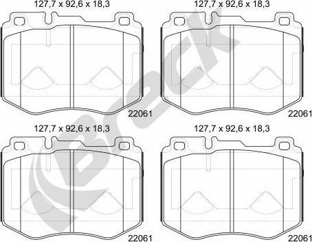 Breck 22061 00 551 00 - Тормозные колодки, дисковые, комплект abcparts.ee