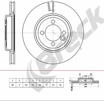 Breck BR 438 VH100 - Тормозной диск abcparts.ee