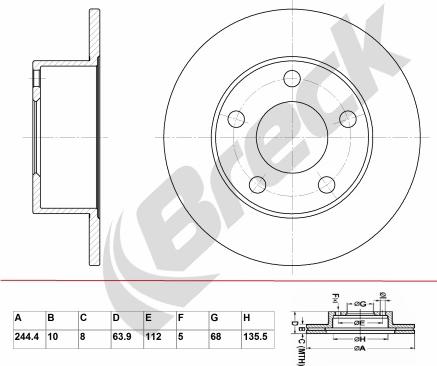 Breck BR 004 SA100 - Тормозной диск abcparts.ee