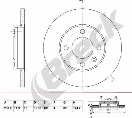 Breck BR 011 SA100 - Тормозной диск abcparts.ee