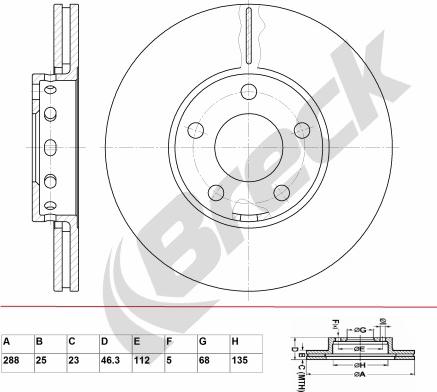 Breck BR 315 VA100 - Тормозной диск abcparts.ee