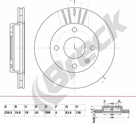 Breck BR 318 VA100 - Тормозной диск abcparts.ee
