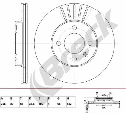 Breck BR 313 VA100 - Тормозной диск abcparts.ee