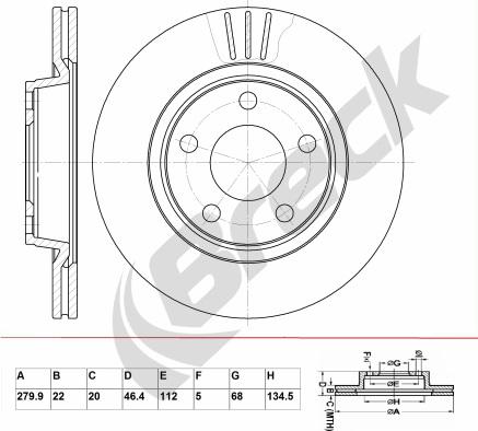 Breck BR 335 VA100 - Тормозной диск abcparts.ee