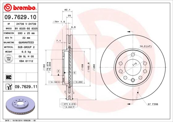 Breco BS 8325 - Тормозной диск abcparts.ee