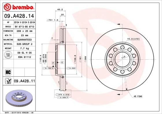 Breco BS 8713 - Тормозной диск abcparts.ee