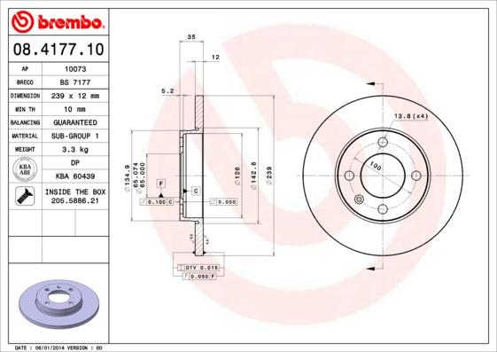 Breco BS 7177 - Тормозной диск abcparts.ee