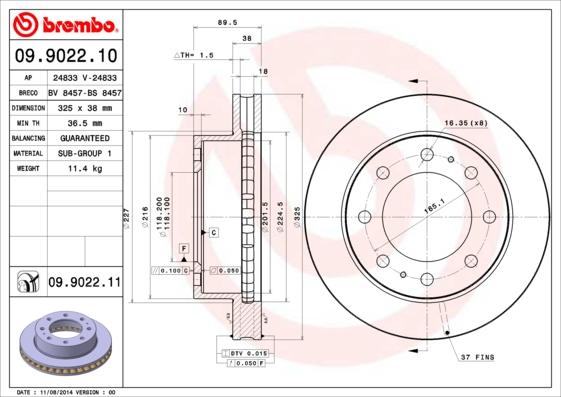 Brembo 09.9022.10 - Тормозной диск abcparts.ee