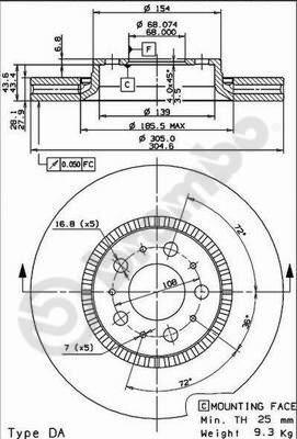 Brembo 09.9130.75 - Тормозной диск abcparts.ee