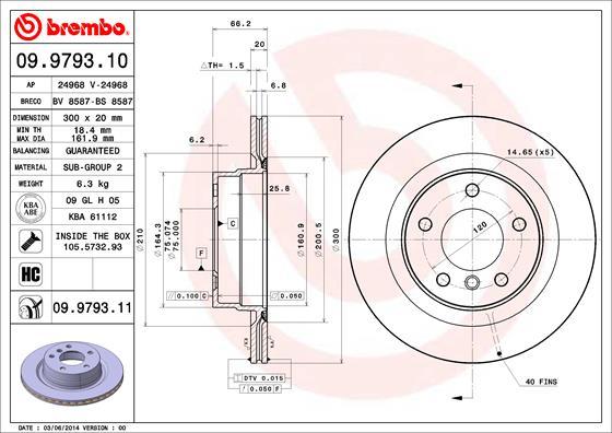 Brembo 09.9793.10 - Тормозной диск abcparts.ee