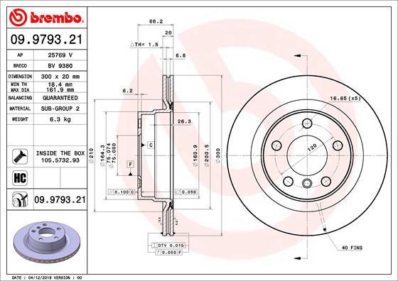 Brembo 09.9793.21 - Тормозной диск abcparts.ee