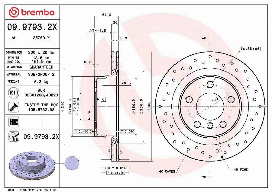 Brembo 09.9793.2X - Тормозной диск abcparts.ee