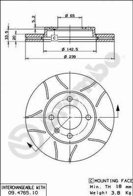 Brembo 09.4765.75 - Тормозной диск abcparts.ee
