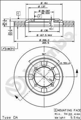 Brembo 09.5537.10 - Тормозной диск abcparts.ee