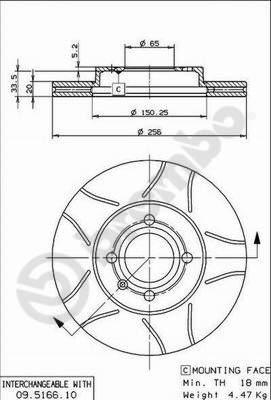 Brembo 09.5166.75 - Тормозной диск abcparts.ee