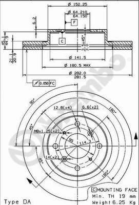 Brembo 09.5251.10 - Тормозной диск abcparts.ee