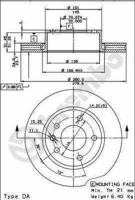 Brembo 09.5220.10 - Тормозной диск abcparts.ee