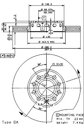 Brembo 09.5745.21 - Тормозной диск abcparts.ee