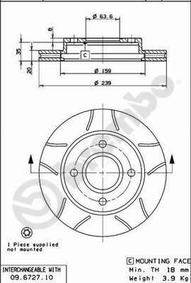 Brembo 09.6727.77 - Тормозной диск abcparts.ee