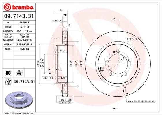 Brembo 09.7143.31 - Тормозной диск abcparts.ee