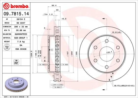 Brembo 09.7815.14 - Тормозной диск abcparts.ee