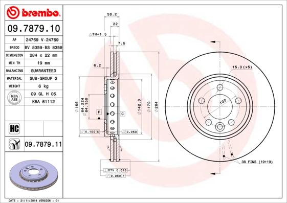 Brembo 09.7879.10 - Тормозной диск abcparts.ee