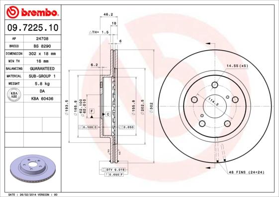 Brembo 09.7225.10 - Тормозной диск abcparts.ee