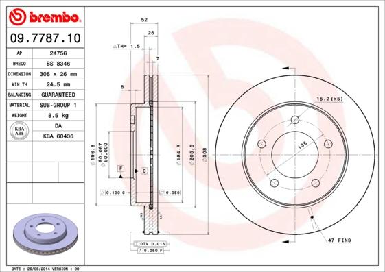 Brembo 09.7787.10 - Тормозной диск abcparts.ee