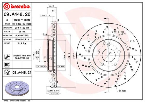 Brembo 09.A448.20 - Тормозной диск abcparts.ee