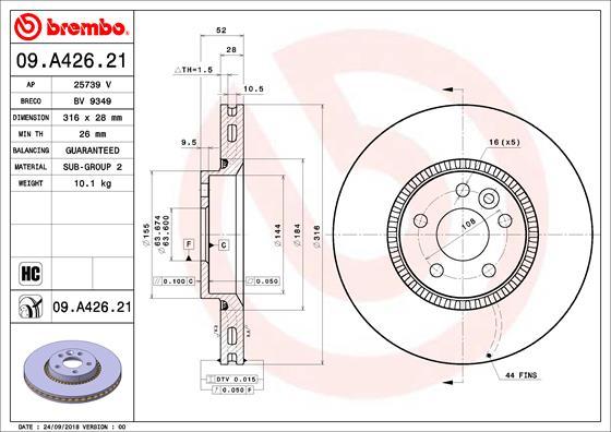 Brembo 09.A426.21 - Тормозной диск abcparts.ee
