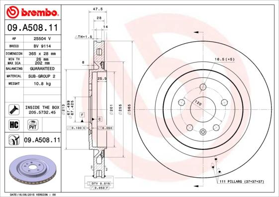 Brembo 09.A508.11 - Тормозной диск abcparts.ee