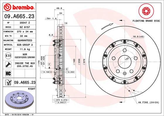 Brembo 09.A665.23 - Тормозной диск abcparts.ee