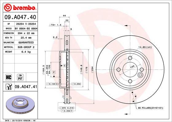 Brembo 09.A047.40 - Тормозной диск abcparts.ee
