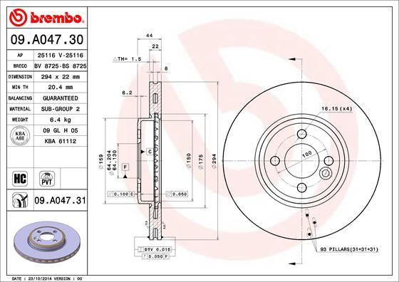 Brembo 09.A047.30 - Тормозной диск abcparts.ee