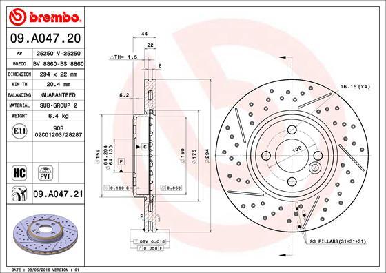Brembo 09.A047.20 - Тормозной диск abcparts.ee